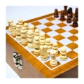 Ajedrez portátil de madera con cantimplora y vasos de metal y corcho, presentación en juego - Napoles Novedades