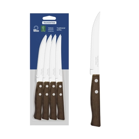 Cuchillo con sierra madera y acero inoxidable set 12 unidades línea tradicional Tramontina - Napoles Novedades