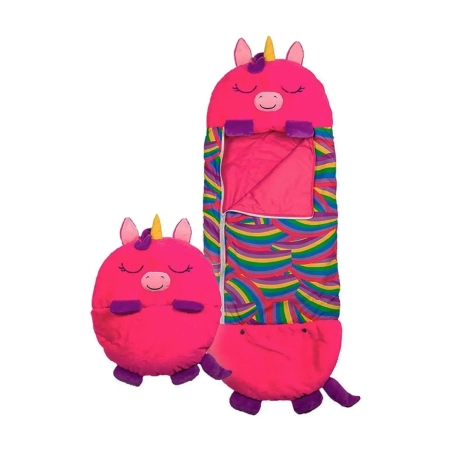 Saco de dormir unicornio fucsia con almohada y peluche integrado, Napoles Novedades
