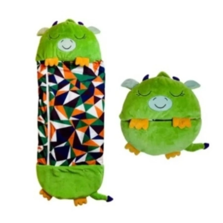 Saco de dormir monstruo verde con almohada y peluche integrado, Napoles Novedades